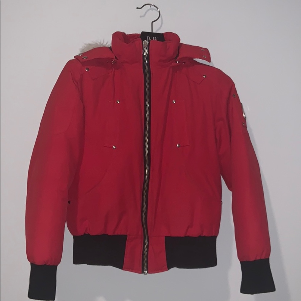 Moose Knuckles Red Girls Bomber Jacket